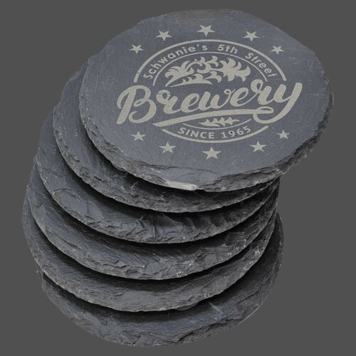 4" Round Slate Coaster Set-6 Piece Thumbnail