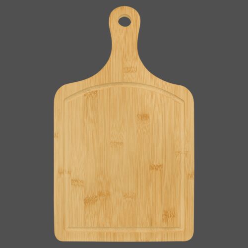 15 1/2" x 9" Bamboo Cutting Board Paddle Shape with Drip Ring Thumbnail